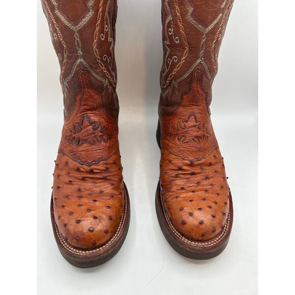 Lucchese 2000 7.5 Full Quill Ostrich Brown Women’sWestern Cowgirl Boots - Picture 4 of 13
